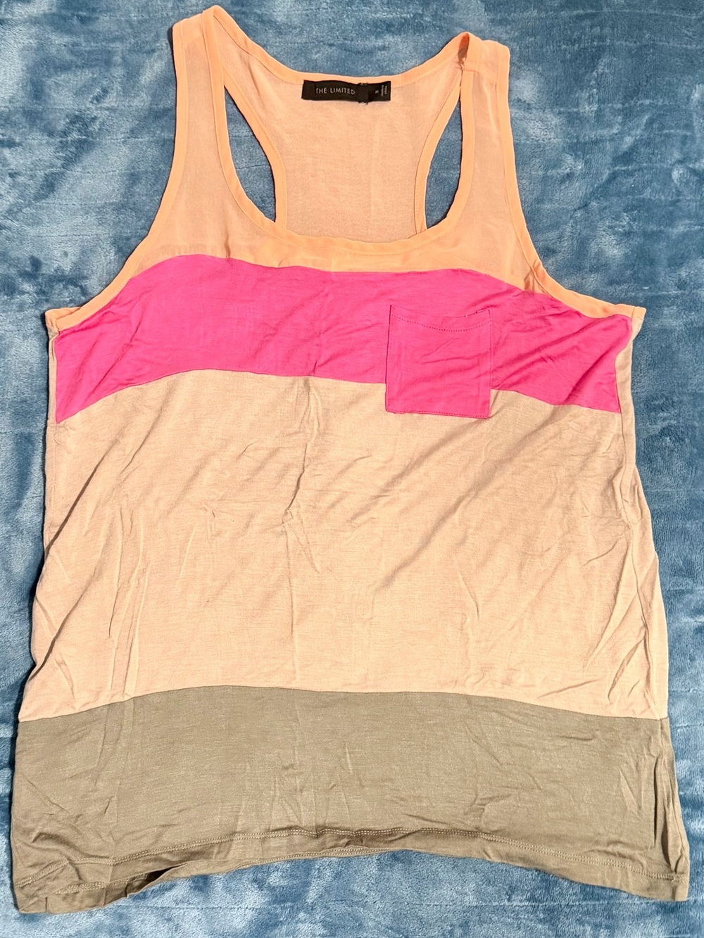 The Limited Pink Peach Gray Colorblock Racerback Tank